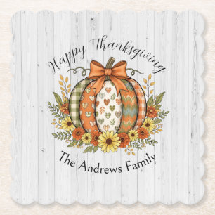 Harvest Grace Thanksgiving Paper Coaster