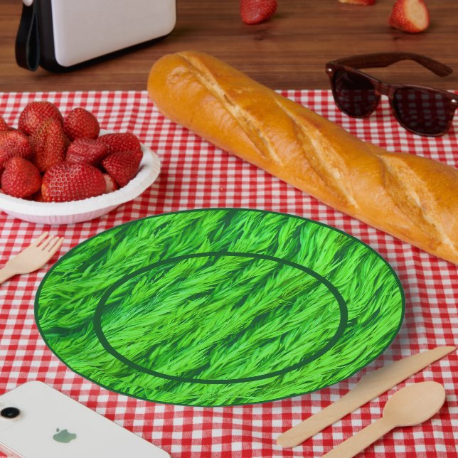 Harvest Green Grass Seed Photo  Paper Plate (Picnic)