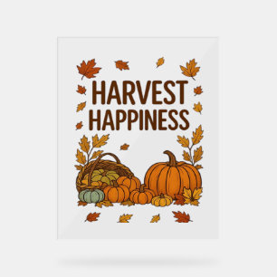 Harvest Happiness – Autumn Pumpkin & Fall Leaves D Acrylic Sign