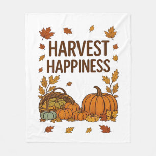 Harvest Happiness – Autumn Pumpkin & Fall Leaves D Fleece Blanket