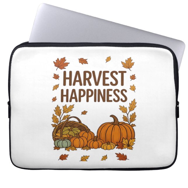 Harvest Happiness – Autumn Pumpkin & Fall Leaves D Laptop Sleeve (Front)