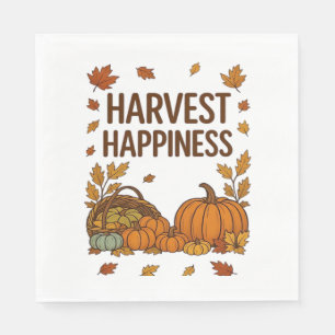 Harvest Happiness – Autumn Pumpkin & Fall Leaves D Napkin