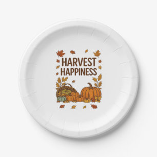 Harvest Happiness – Autumn Pumpkin & Fall Leaves D Paper Plate