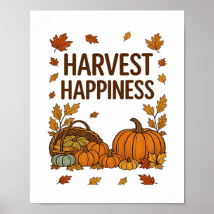 Harvest Happiness – Autumn Pumpkin & Fall Leaves D Poster