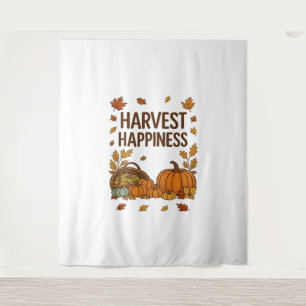 Harvest Happiness – Autumn Pumpkin & Fall Leaves D Tapestry