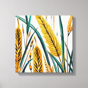 Harvest Harmony: A Wheat Pattern on a White Canvas Print