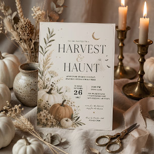 Harvest & Haunt Halloween Dinner Party Holiday Card