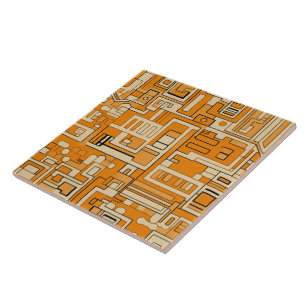 Harvest Hues Apricot Mosaic Pattern Tile