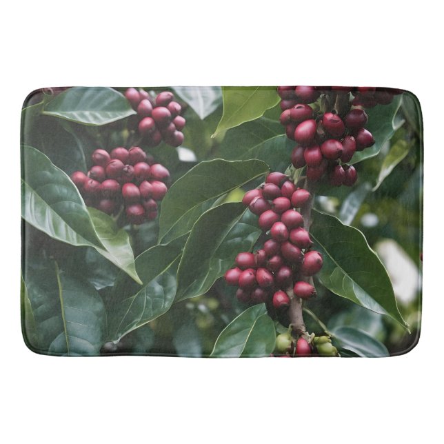 **"Harvest in Bloom: Coffee Beans on the Tree"** Bath Mat (Front)