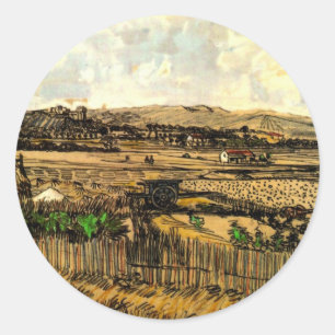 Harvest in Provence Montmajour by Vincent van Gogh Classic Round Sticker
