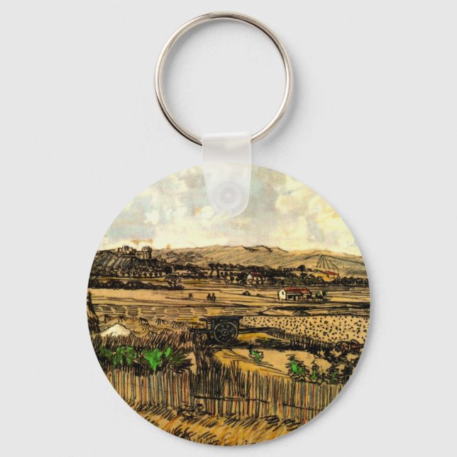 Harvest in Provence Montmajour by Vincent van Gogh Key Ring (Front)