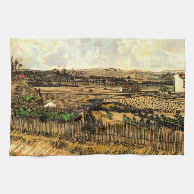 Harvest in Provence Montmajour by Vincent van Gogh Tea Towel (Horizontal)