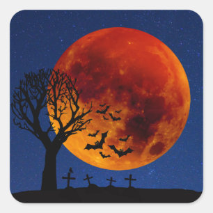 Harvest Moon Halloween Square Sticker