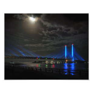 Harvest Moon over the Indian River Bridge Photo Print