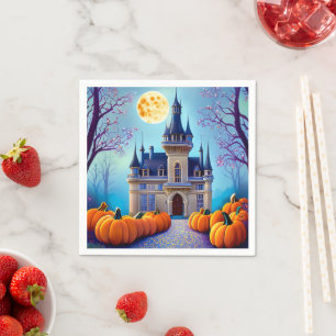 Harvest Moon Pumpkin Castle Paper Napkin