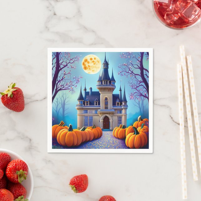 Harvest Moon Pumpkin Castle Paper  Napkin (Insitu)