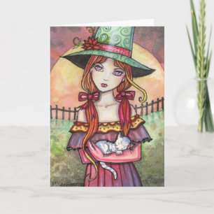 Harvest Moonrise Witch and Cat Card