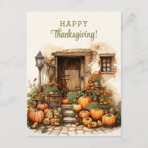 Harvest of pumpkins Happy Thanksgiving Postcard