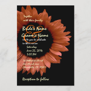 Harvest Orange Sunflower Wedding Ver 007 Invitation