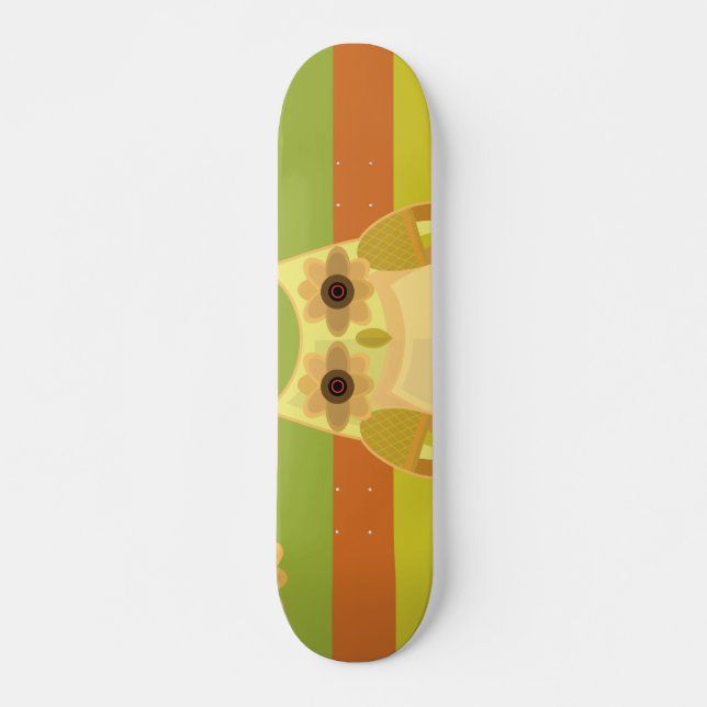 Harvest Owl - Yellow Skateboard (Front)