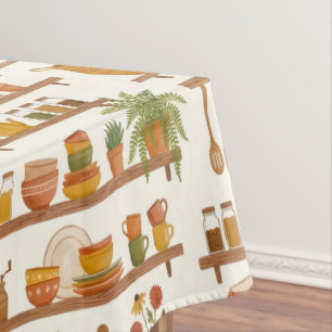 Harvest Pantry Shelves Watercolor Tabletop Charm Tablecloth