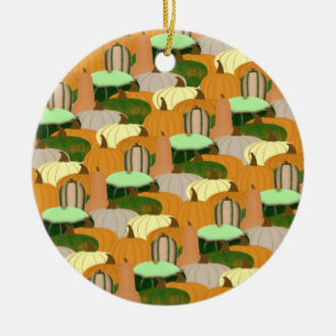 Harvest Pattern Autumn Squash Ceramic Tree Decoration