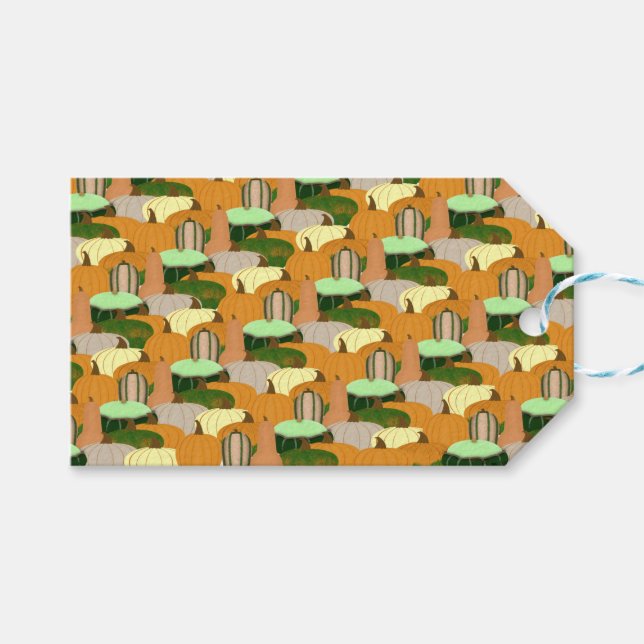 Harvest Pattern Autumn Squash Gift Tags (Front (Horizontal))