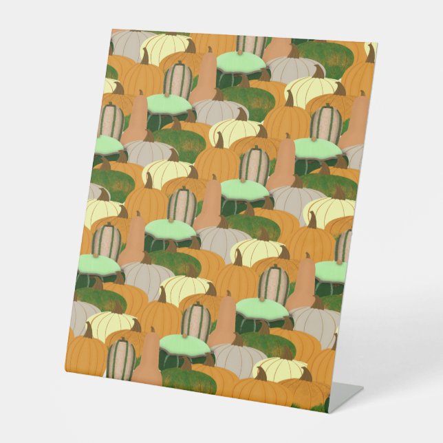 Harvest Pattern Autumn Squash  Pedestal Sign (Front)