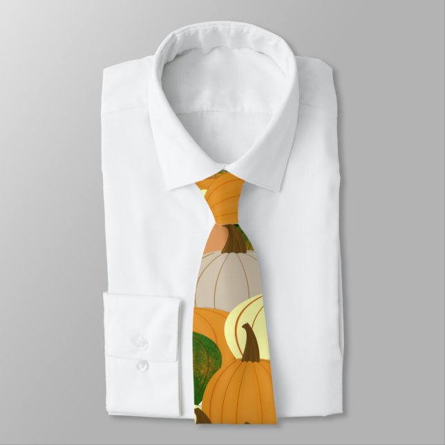 Harvest Pattern Autumn Squash Tie (Tied)