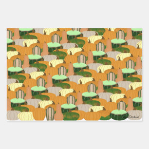 Harvest Pattern Autumn Squash  Wrapping Paper Sheet