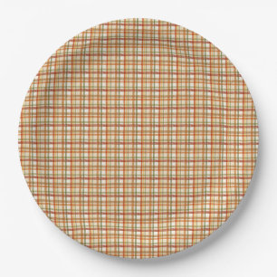 Harvest Plaid Autumn Fall Thanksgiving Paper Plate