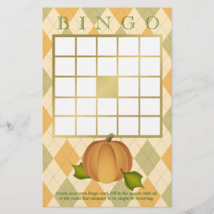 Harvest Pumpkin Argyle Baby Shower Bingo