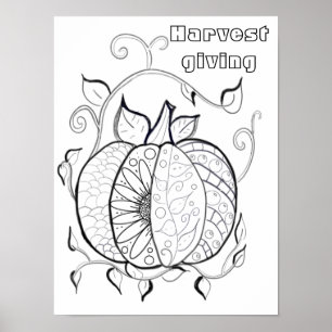 Harvest pumpkin colouring poster