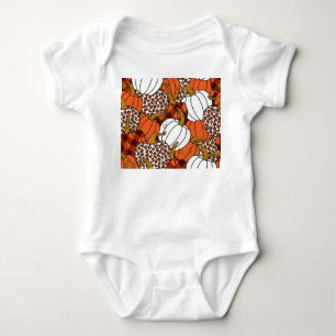 Harvest Pumpkin Patchwork Vintage Pattern Baby Bodysuit
