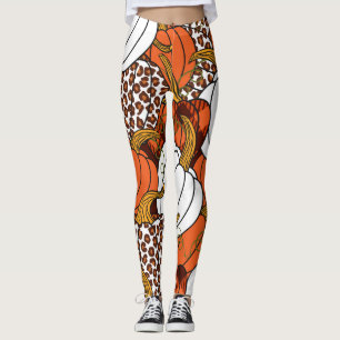 Harvest Pumpkin Patchwork Vintage Pattern Leggings