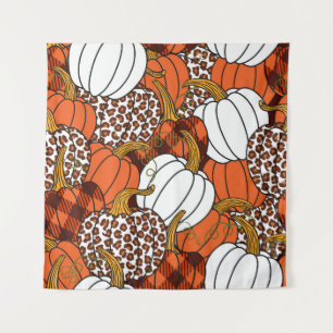 Harvest Pumpkin Patchwork Vintage Pattern Tapestry