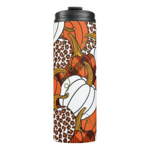 Harvest Pumpkin Patchwork Vintage Pattern Thermal Tumbler