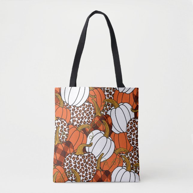 Harvest Pumpkin Patchwork Vintage Pattern Tote Bag (Front)