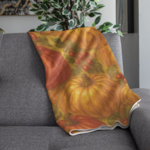 Harvest Pumpkin Pattern – Fall Thanksgiving Fleece Blanket