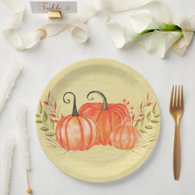 Harvest Pumpkin Trio Paper Plate (Wedding)