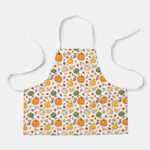 Harvest Pumpkins and Autumn Leaves Pattern Apron