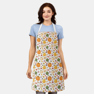 Harvest Pumpkins and Autumn Leaves Pattern Apron