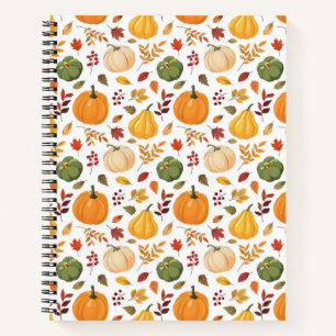 Harvest Pumpkins and Autumn Leaves Pattern Notebook