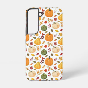 Harvest Pumpkins and Autumn Leaves Pattern Samsung Galaxy Case