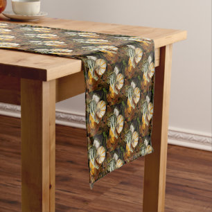 Harvest Pumpkins and Squash Sill Life Photo Short Table Runner