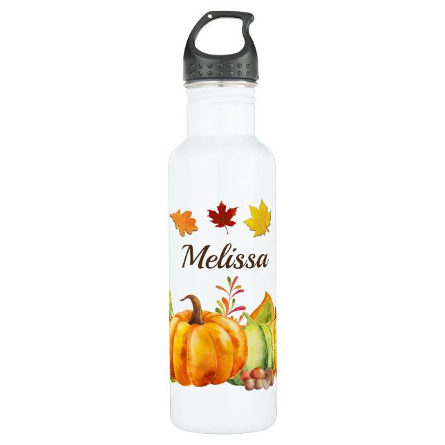 Harvest Pumpkins, Leaves and Foliage 710 Ml Water Bottle (Front)