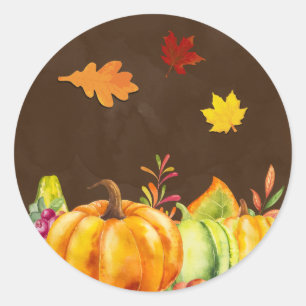 Harvest Pumpkins, Leaves and Foliage Classic Round Sticker