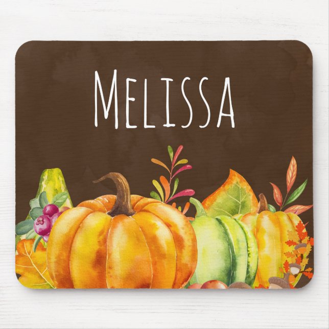 Harvest Pumpkins, Leaves and Foliage Mouse Mat (Front)
