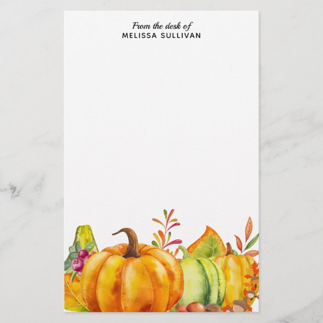 Harvest Pumpkins, Leaves and Foliage Stationery (Front)