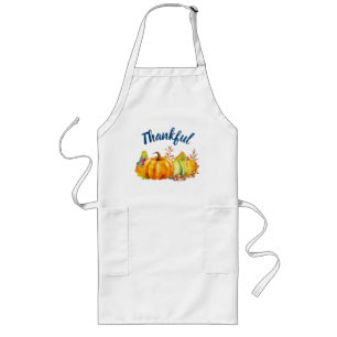 Harvest Pumpkins, Leaves and Foliage Thankful Long Apron